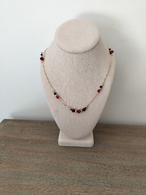 Vintage 1/20 14k GF Red And Black  Beads Necklace